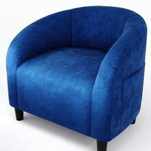 Accent Chair Living Room Chairs Barrel Boucle Chairs Comfy Armchairs For Bedroom Reading Room Reception Chairs - Navy Blue - View 1