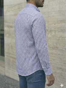 CAMISA ML BASICA REGULAR SLIM FIT - Azul y blanco - Ver 2