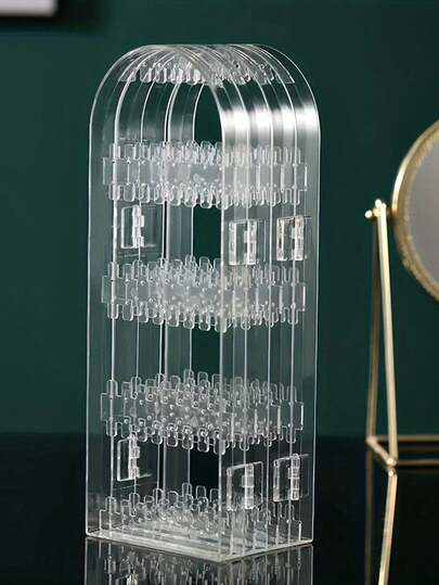 1pc Transparent Plastic Earring Display Stand, High Capacity Jewelry Storage Box, Multi-Function Storage Rack, Suitable For Small Business Owners/Shops/Retailers, Transparent Acrylic Earring Rack, Transparent Acrylic Earring Display Stand - Large Capacity Oval Jewelry Storage Box, Made Of Durable Plastic, Suitable For Retail Stores, Boutiques And Small Businesses As A Free-Standing Display Rack, Jewelry Display Tower.