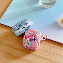 卡通史迪奇耳机保护套，带耳挂和钥匙扣，时尚可爱，蓝粉两色可选，防摔防刮，兼容 1/2/3/4/Pro/Pro2/Pro3(Nd)，适合派对、生日等各种场合，趣味礼物 - 彩色 - 查看 8