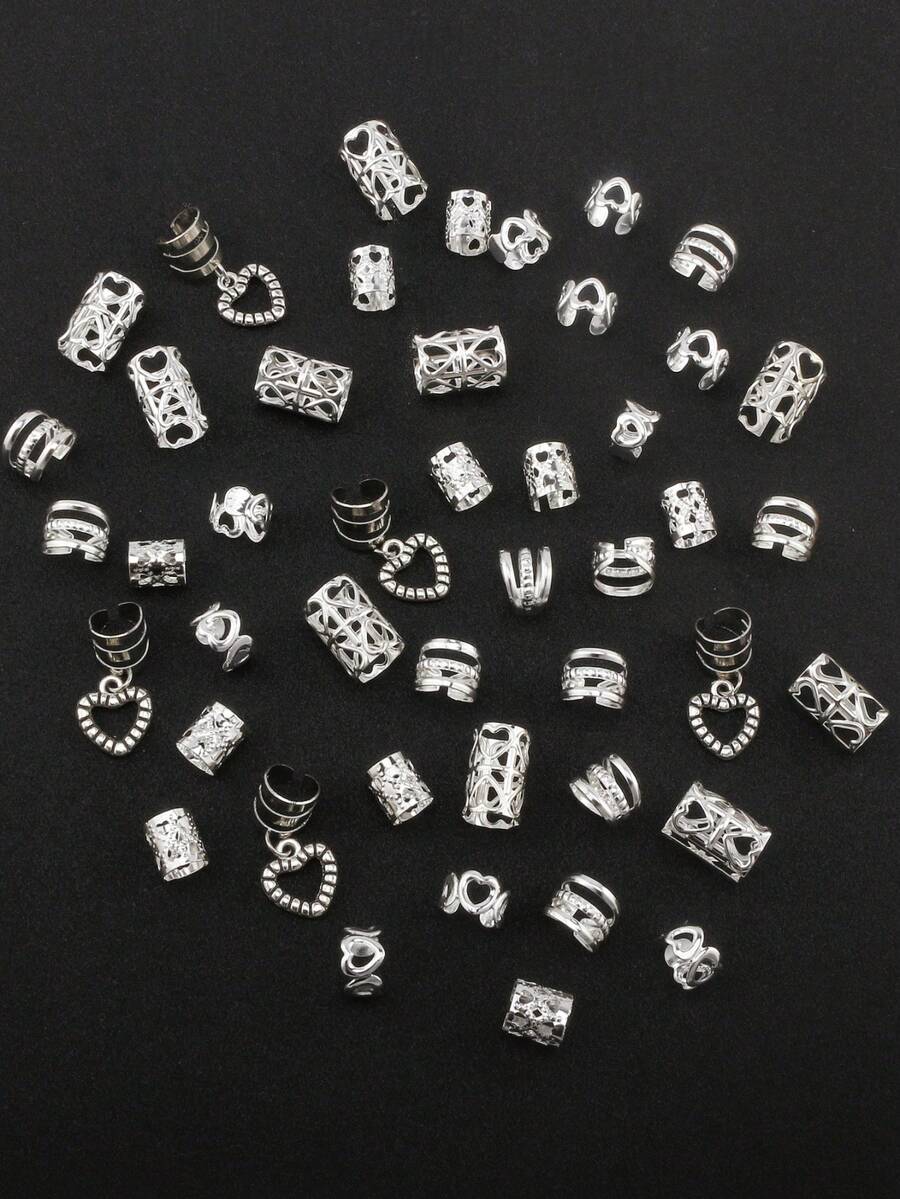 45 piezas DIY Accesorio para el cabello con forma de corazón, recorte de metal ajustable, cuentas para trenzar de moda y sencillas, perfectas para citas de mujeres en verano, pasadores de cabello para el Día de San Valentín, accesorios para el cabello, pinzas para el cabello, pasadores de cabello, barrettes, regalo de accesorios para el Día de San Valentín