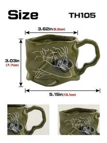 1 pieza Taza de cerámica de alta calidad con patrón de ondas, 4 opciones de color, adecuada para oficina, hogar, parejas, beber agua - Multicolor - Ver 3