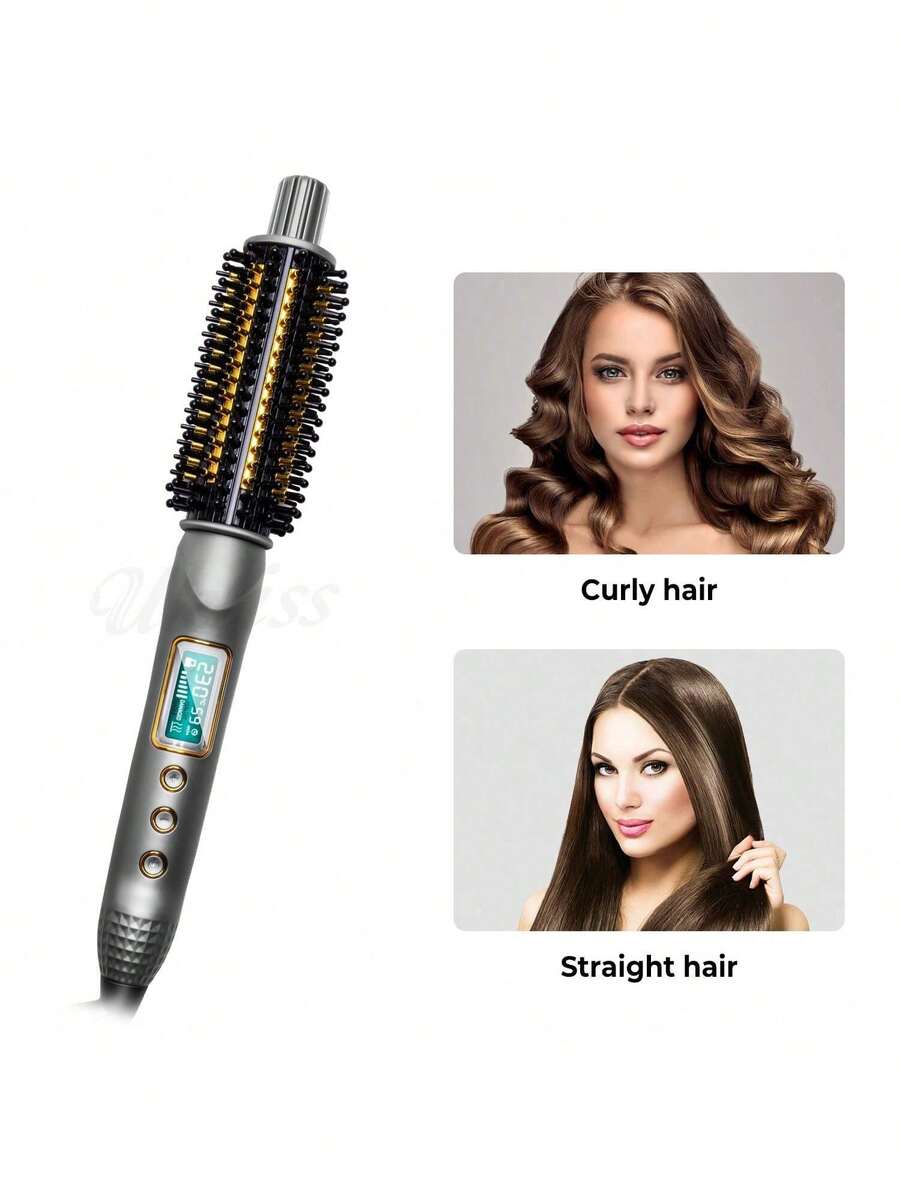 UKLISS 32mm Curling Hair Straightener Brush, Temperature Control, Suitable For Short Hair Styling, Curling And Straightening - View 1
