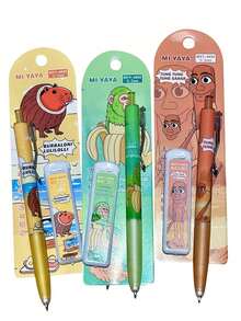 3pcs/Set Italian Brainrot Mechanical Pencils With 0.5mm Lead Refills, Tung Tung Tung Sahur Tralalero Tralala Press Pencils Kit Bombardiro Crocodilo Lirili Larila Glorbo Frutto Drillo, Student School Office Stationery Set - Multicolor - View 2