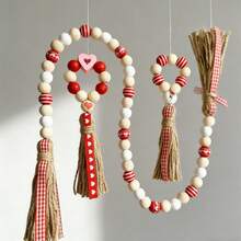 Guirnalda de cuentas colgantes con borlas para San Valentín, juego de 3 piezas, decoración de cuentas para el hogar, guirnalda colgante de hilo de cuentas para fiesta - Multicolor - Ver 3