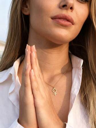 1 Pc Venus Symbol Necklace Accessory, Stainless Steel Pendant With Female Symbol, Women's Symbolic Necklace