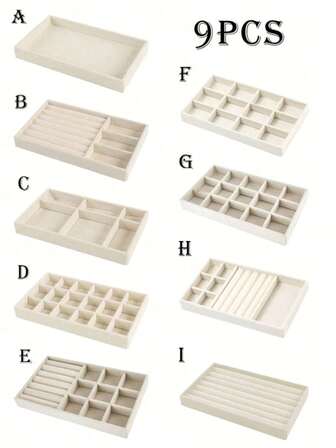 9-1 st smyckesbricka i sammet, lådorganiseringsbricka - smyckesorganisatör med stor kapacitet och separata fack, smyckeskrin, smyckesdisplaybricka för örhängen, halsband, armband, ringar, hårspännen, hårband, perfekt present till flickvän, alla hjärtans dag, mors dag, jul, Thanksgiving
