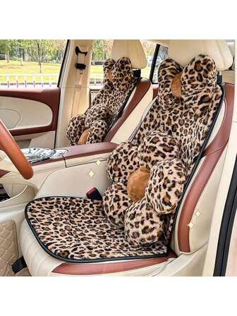 1pc Leopard Print Car Seat Cushion, Soft & Comfortable, Warm & Non-Slip, Ideal Choice For Car Seat In Winter. Single Pack Leopard Print Car Seat Cushion, Suitable For All Seasons, Comfortable & Non-Slip, Minimalist Design, Great Gift For Winter.