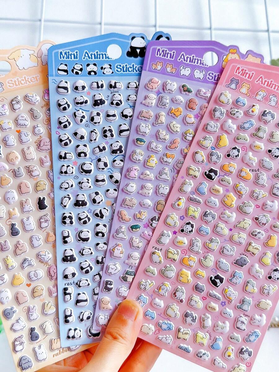 3D立体浮雕水晶贴纸，水果兔子图案，儿童手工教育DIY装饰贴纸，螺旋笔记本，办公学习用品，男女通用，提高工作效率，返校必备，学习用品 - 彩色 - 查看 1