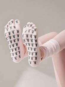 Five Finger Yoga Socks, Anti Slip Pilates Specific Socks, Long Tube Calf Stacking Toe Socks - Multicolor - View 6