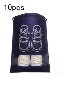 1个/5个/10个装无纺布鞋袋，防尘抽绳旅行便携鞋袋，大容量