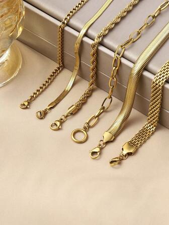 1 adet Şık Geniş Paslanmaz Çelik Zincir Bileklik, Kadınlar İçin Zarif Altın Tonlu Metal Aksesuar, Kızlar İçin Plaj Hediyesi