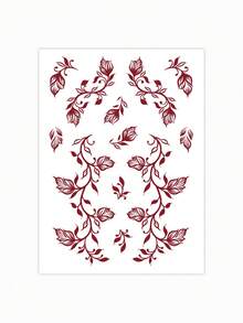 1 Sheet Flower Henna Tattoo Sticker Waterproof Brown Hand Tattoo Sticker For Women Party Decals Mehndi Designs Wedding Body Decor Stickers - Brown - View 6