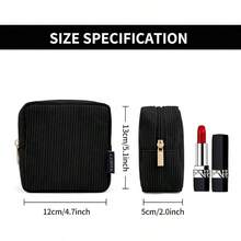 MAGEFY Bolsa de Maquillaje para Monedero Bolsa de Cosméticos Pana Linda Bolsa de Cosméticos para Mujer - negro1 - Ver 2