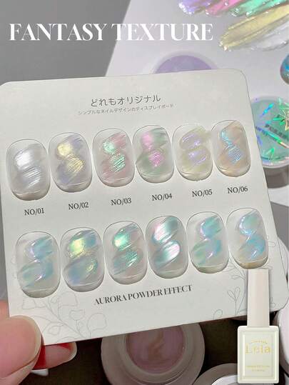 Miss Lia 1-6 15ml 人气冰晶透明梦幻凝胶指甲油，新款多功能梦幻极光仿珍珠珍珠闪粉月光白仿珍珠光泽美人鱼公主独角兽系列美白彩色珠光凝胶指甲油，适合初学者、美容院、DIY家居、节日、旅行、派对、女士礼物、四季皆宜的美甲