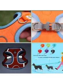 Coleira Peitoral coleira para cachorro gato com guia para pet pequenos e médios colete confortável - Roxo - Visão 10