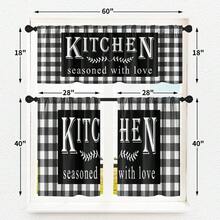 1pc/2pcs Farmhouse Rustic Kitchen Window Curtains Valance, Wooden Vintage Window Valance Curtain With Grey/Teal/Black Kitchen Design Curtains, Polyester Small Cafe Drapes For Festival Holiday Anniversary Gifts Housewarming Gifts, Window Treatment Short Curtain For Living Room Bedroom Bathroom Farmhouse Kitchen Decor, Rod Pocket, Machine Washable - 鄉村廚房 2 - 查看 3