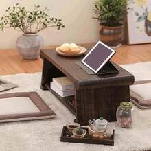 kangten Gdrasuya10 Folding Altar Table Meditation Table, Small Floor Ta Ble For Spiritual 2-Tier Japanese Shelf Vintage Puja Tab-Le Zen Style Storage Shelf Wooden Coffee Ta-Ble For Displaying Jars Books A Nice Gift - 20英寸 - 查看 4
