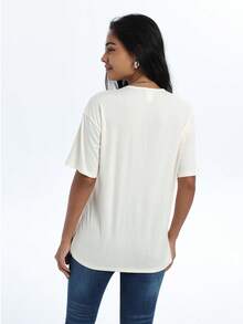 A Pure White Women's Outdoor Sports Short-Sleeved T-Shirt - White - View 2