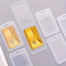 5/10个装透明翻盖卡套带挂绳，挂绳保护套，防丢塑料硬壳证件套 - 無色 - 查看 8