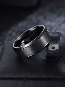 1pc 8MM Minimalist Stainless Steel Unisex Ring, Versatile Design