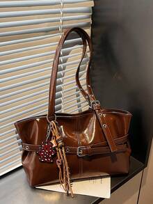 Fashionable & Large Capacity Versatile Women Tote Bag - Brown - View 5