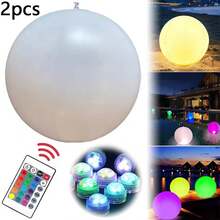 16 Color LED Inflatable Beach Ball With Remote Control - Reusable Rubber Glow Pool Ball For Party, Wedding And Engagement Events, White | Vibrant LED Lighting Decor, IP68 Waterproof, Luminous Party Supplies, Decoration - 彩色 - 查看 10