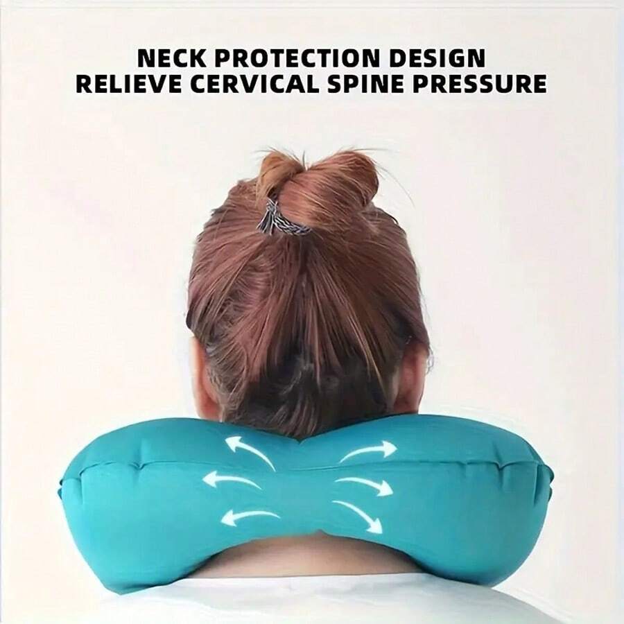 Inflatable U-Shaped Neck Pillow, Portable Airplane Travel Neck Support Pillow, Camping Equipment, Camping Essentials - Multicolor - View 1