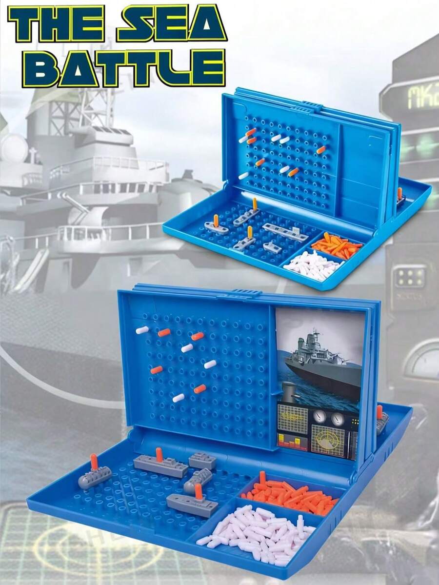 1件装战舰海战策略棋盘游戏，双人互动玩具，趣味战斗，适合家庭、朋友聚会、节日派对、生日礼物 - 彩色 - 查看 1