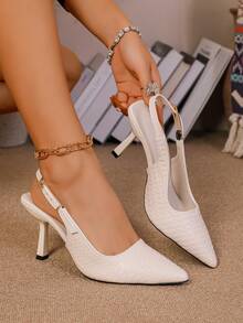 女士尖头小猫跟套脚凉鞋 - 米色 - 查看 9