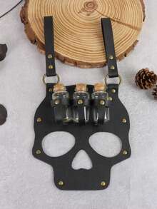 1 Set de Accesorios de Cinturón de Cintura de Botella de Vidrio de Cuero PU Retro de unicolor, Regalo de Disfraz de Vacaciones - A - Ver 2