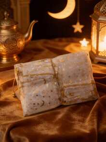 50个白色欧根纱束口袋，饰有烫金星月图案，白色星月烫金印花礼品袋，适用于珠宝收纳、新娘送礼会、周年纪念、生日、派对回礼包装。 - 彩色 - 查看 2