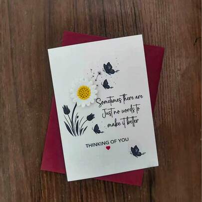 3D Flower "Thinking Of You" Greeting Card With Envelope, Sympathy Card, Thanksgiving Card, Valentine's Day Gift Card, Suitable For Parents, Friends, Loved Ones As Universal Gift Card
