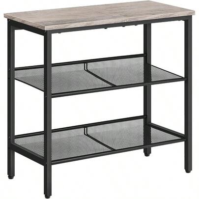 Side Table 3-Tier Narrow End Table Nightstand With 2 Flat Or Slant Adjustable Shees For Small Spaces Hallway Living Room Bedroom Sturdy Easy Assembly Greige And Black BG23BZ01G1