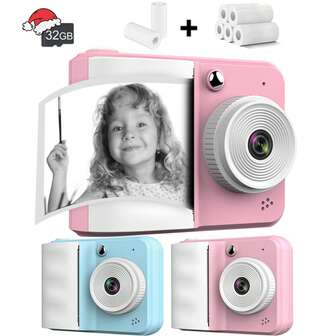 1080P HD digitalkamera för barn, direktutskriftskamera, stöder videoinspelning och Sketchup-fotoutskrift, levereras med 7 rullar fotopapper, lämplig för pojkar och flickor i åldrarna 6-13, tillverkad i Kina, perfekt födelsedagspresent. Två färgalternativ tillgängliga, kan klottra med vänner för att skapa unika färger på foton, fånga underbara ögonblick. Perfekt present till högtider och speciella tillfällen som jul, födelsedag, nyår etc.
