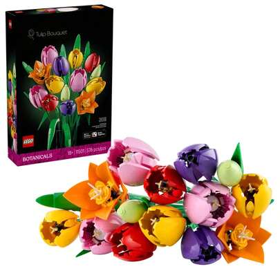 LEGO Building Blocks Tulip Bouquet Adult Building Set - DIY Bedroom Bookshelf Office Decor, Suitable For Women And Men 18+, Valentine's Day Gift - Artificial Flower Art Craft Kit - 11501