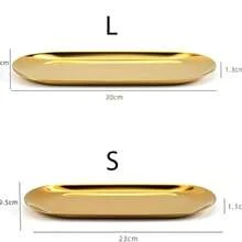 1PC Stainless Steel Oval Tray, Solid Pattern Jewelry Organizer, Bathroom And Toiletries Tray, Metal Dessert Serving Plate. Kitchen Good Recommendation. Eid Al-Fitr And Ramadan Gift Idea. Home Life Essential. - Multicolor - View 4