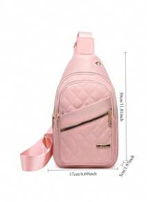 新款尼龙女士胸包，时尚菱形单肩斜挎包，大容量骑行胸包，手机袋 - 彩色 - 查看 3