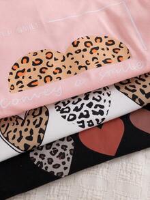 3pcs/Set Kaos Tanpa Lengan Kasual Motif Hati untuk Bayi Perempuan, Cocok untuk Bepergian dan Jalan-jalan di Musim Panas - Berwarna merah muda - View 6