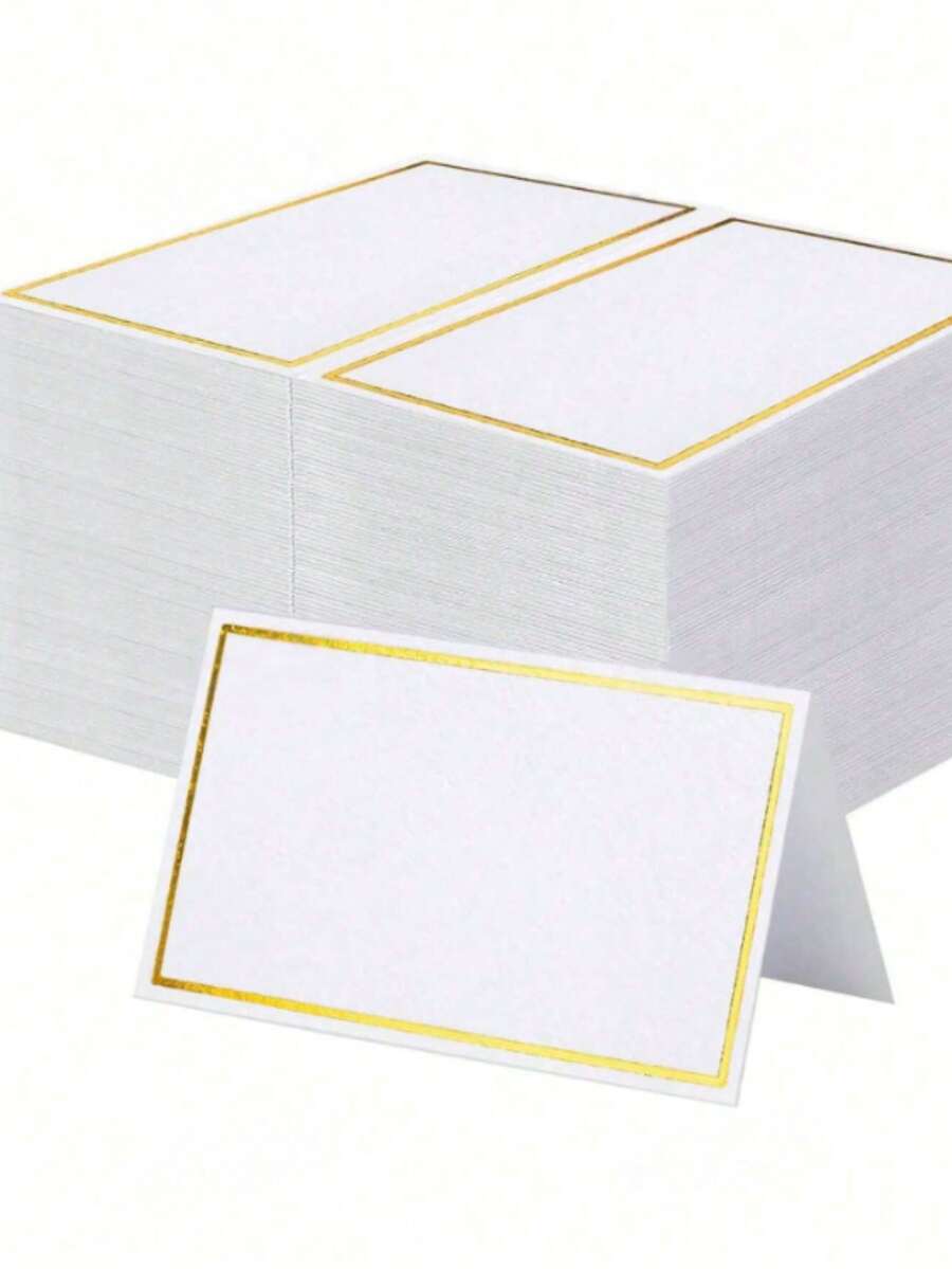 50 chiếc thẻ ghi tên bàn tiệc cưới viền nhũ vàng, thẻ ghi chỗ ngồi, thẻ tên khách mời, thiệp cưới gấp, thẻ bàn, thiệp cảm ơn, thiệp chúc mừng, nhãn quầy thức ăn, thẻ bàn có họa tiết độc đáo cho tiệc sinh nhật, tiệc cưới, tiệc kỷ niệm, nhãn sản phẩm. - Nhiều màu - Xem 1