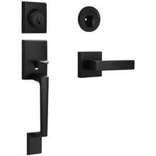 Matte Black Front Door Handle And Single Cylinder Deadbolt Combo Set Black Exterior Door Lever Heavy Duty Modern Front Door Lock Set Reversible For Right Left - 黑色 - 查看 1