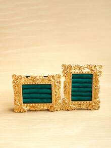 1pc Gold Vintage Embossed Ring Jewelry Tray, Elegant Home French Vintage High-End Jewelry Pearl Earrings Ring Display Stand, Suitable For Wedding Birthday Party Accessories Holder Photo Props - 彩色 - 查看 29