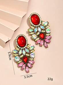 1 Đôi bông tai thời trang thanh lịch đính đá dành cho nữ, thích hợp để đeo hàng ngày và trong các dịp lễ. - Thêm màu - Xem 4