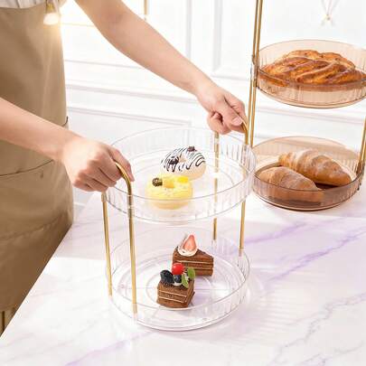WORTHBUY 1pc 1/2/3 Tier Multifunctional Plastic Storage Rack, Rotatable Large Capacity Layered Tray, Cake, Dessert, Bread Display Rack,Suitable For Kitchens, Living Rooms, Offices, Parties, Weddings Food Display Rack, , Space-Saving Storage Holder