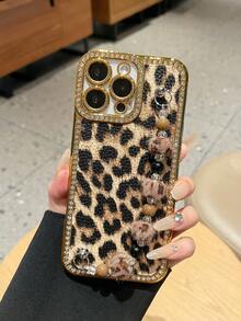 Wristband Phone Case With Leopard Print And Sparkling Rhinestones - Multicolor - View 6