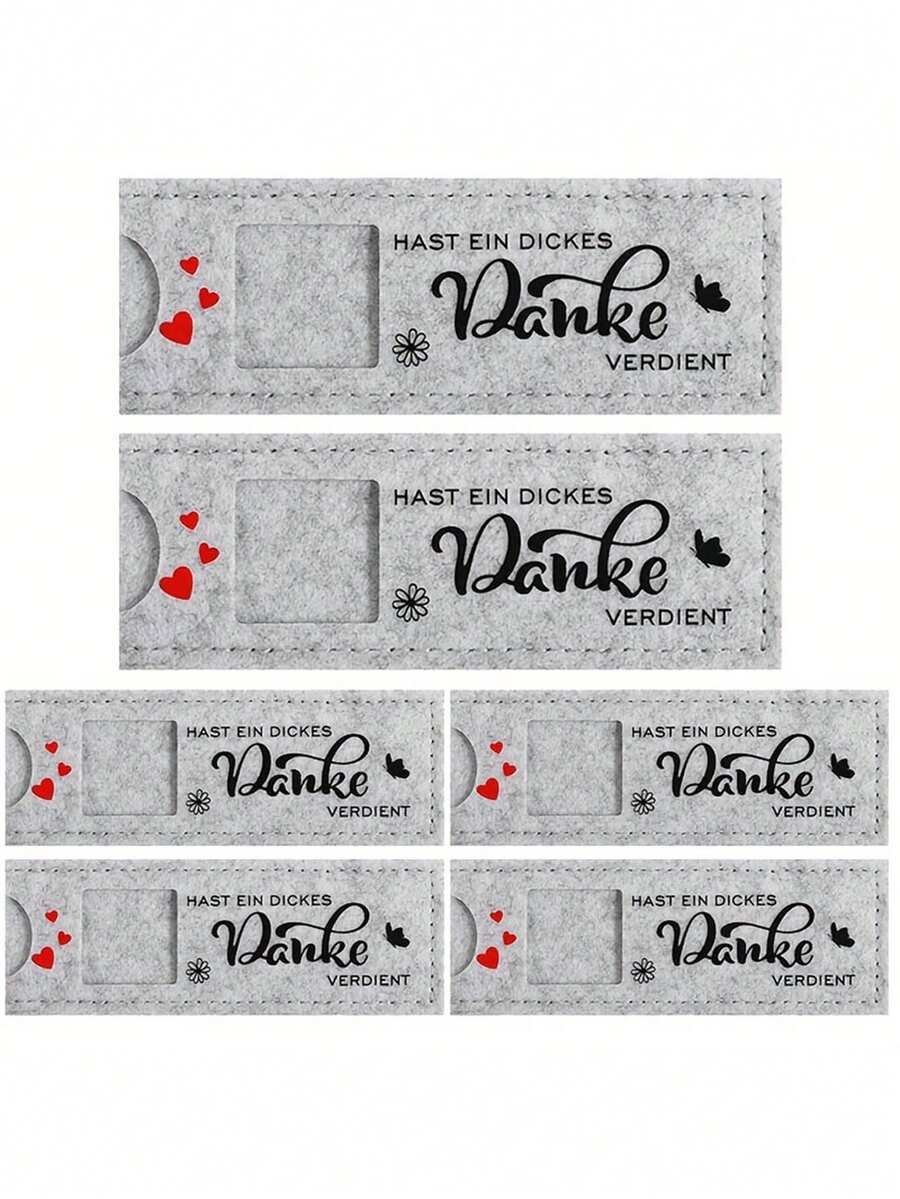 6pcs German Heartfelt Thank You Chocolate Gift Set, Felt Chocolate Bar Box, Perfect For Team Gifts & Farewell Presents - Light Grey - View 1
