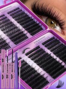 CMAYOME 600 Clusters Of Natural Soft False Eyelash Tool Set, Including 10D-100D Mixed Density Lashes, 8-16mm Length Eyelash Set, D-Curl Fluffy Lashes, Suitable For Beginners For Daily DIY False Eyelashes And Segmental Eyelash Extensions. The Set Includes Eyelash Glue, Tweezers, And An Eyelash Brush, Perfect For Daily Outings, Work, Family Gatherings, Dates, Vacations, Travel, And Various Other Occasions. - Multicolor - View 5