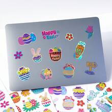 4张复活节卡通彩蛋装饰贴纸，图案为复活节彩蛋和兔子卡通人物。适用于文具、复活节贺卡、日记本、杯子、笔记本、计划本、剪贴簿、杂志、装饰贴纸、生日/节日礼物、复活节礼物、文具用品、剪贴簿用品、返校用品、复活节家居装饰。