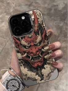 1pc Skull & Ghost Face Pattern Phone Case, Matte Frosted Creative Shockproof Phone Protective Cover, Holiday Gift For Kids - Multicolor - View 3