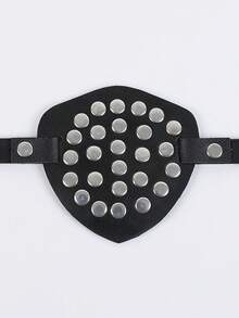 嘉年华服装眼罩 - 创意皮革海盗眼罩，带可调节绑带，哥特式角色扮演道具 - A - 查看 5